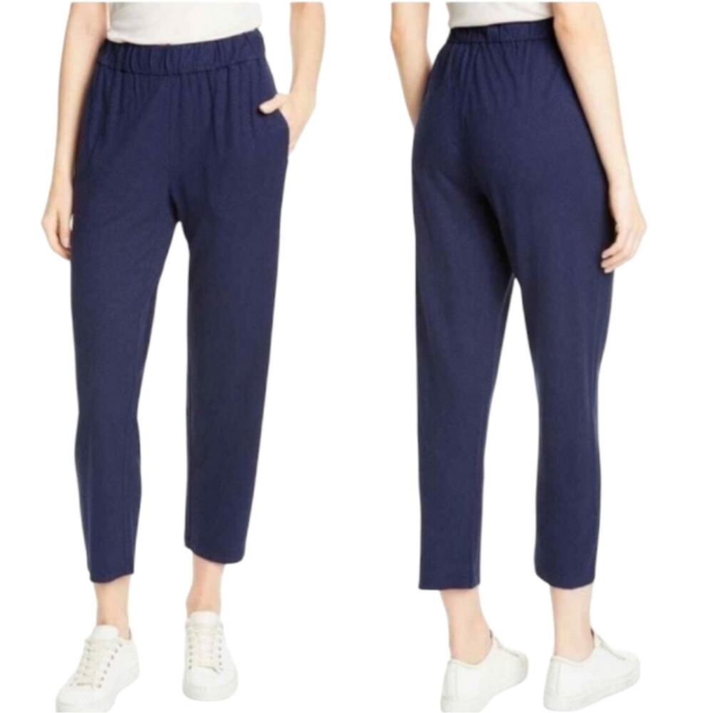 Eileen Fisher Pull On Rolled Cuff Navy Blue Casual Pants Size XL